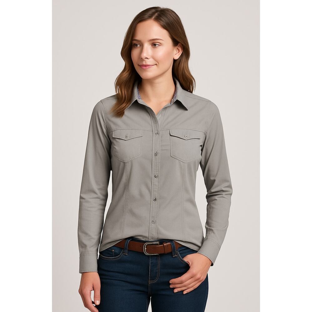 Kuhl Womens‎ Gray Micro Check Long Sleeve Button Down Performance Hiking Shirt S
